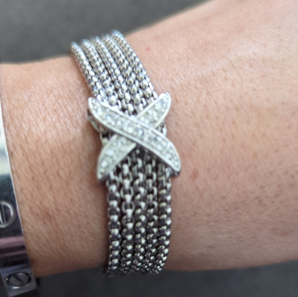 Multi Strand Chain Bracelet Magnet Clasp With  Rhinestones